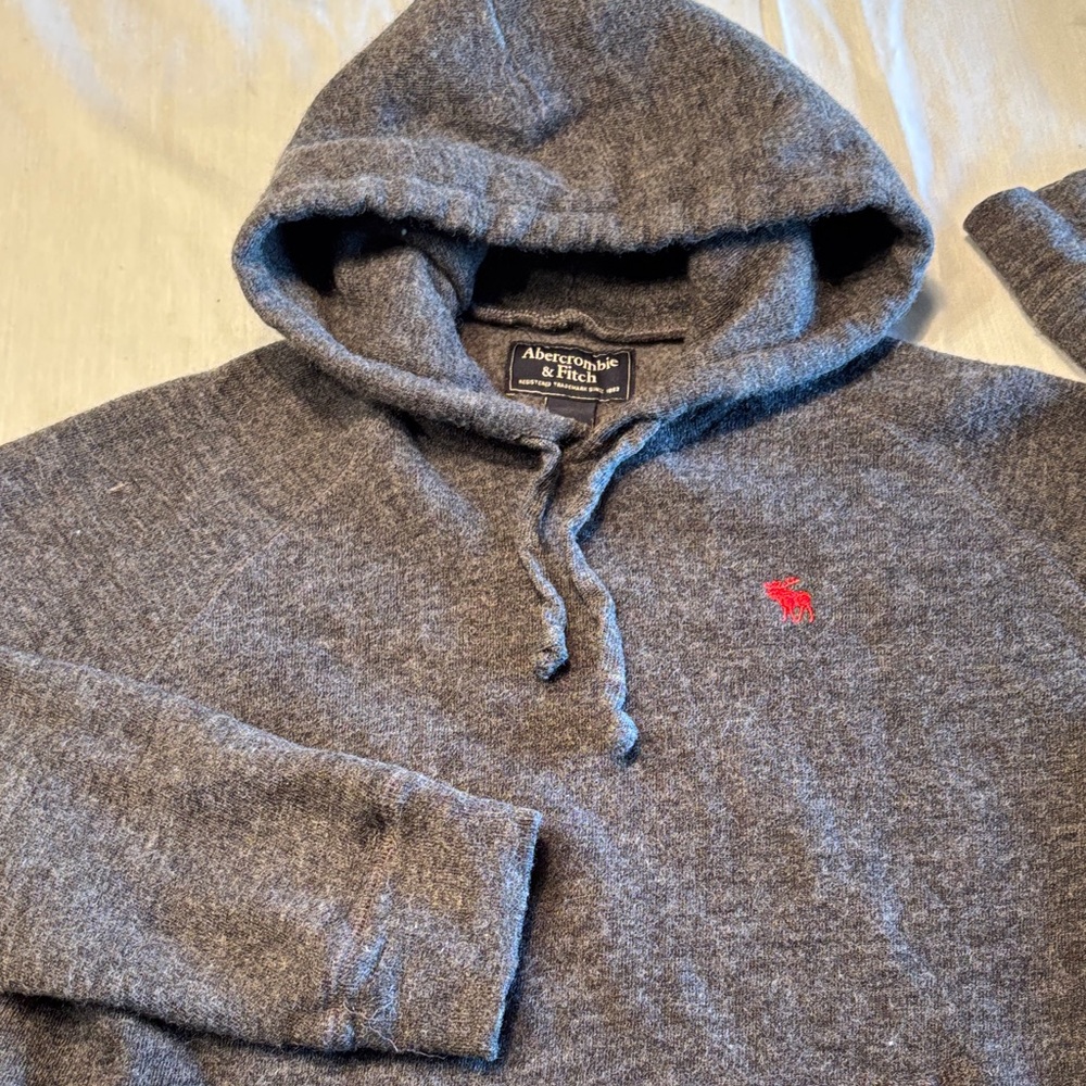 Y2K Abercrombie & Fitch Charcoal Hoodie with Red Moose Logo , M , $32